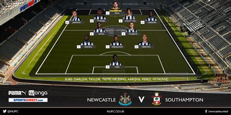 newcastle vs southampton line up